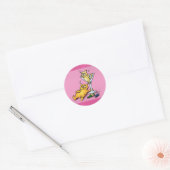 Cocktails et chatons Sticker en caricature rose (Enveloppe)