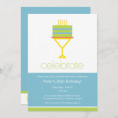 Cocktails et gâteaux Invitation à la fête d'annive (Devant / Derrière)