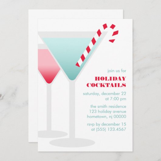 Cocktails Festifs Invitations Fêtes (Devant / Derrière)