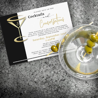 Cocktails & Gesprekken Diner Party Uitnodigen Kaart