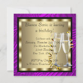 Cocktails High Heel Shoes Paarse Zebra Verjaardag Kaart (Achterkant)