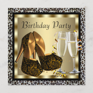 Cocktails High Hiel Shoes Vrouwen Leopard Birthday Kaart