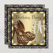 Cocktails Hoge Hakken Dames Luipaard Verjaardag Kaart (Voorkant / Achterkant)