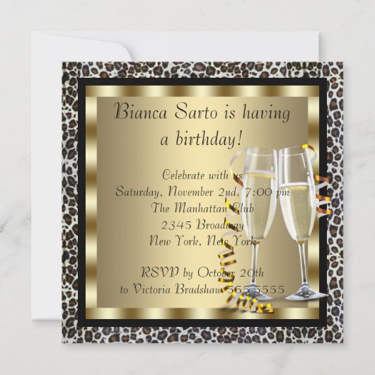 Cocktails Hoge Hakken Dames Luipaard Verjaardag Kaart (Achterkant)