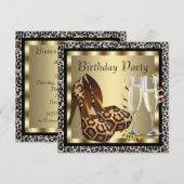 Cocktails Hoge Hakken Schoenen Dames Luipaard Verj Kaart (Voorkant / Achterkant)