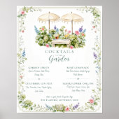 Cocktails in de tuin botanisch barmenu bord poster (Voorkant)
