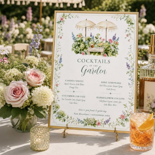 Cocktails in de tuin botanisch barmenu bord poster