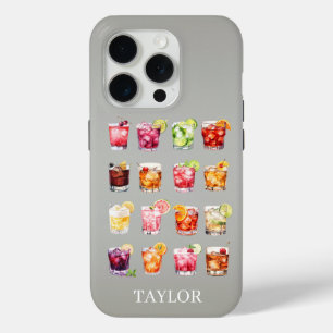 Cocktails in overvloed met monogram iPhone 15 pro case