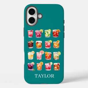 Cocktails in overvloed met monogram iPhone 16 plus hoesje