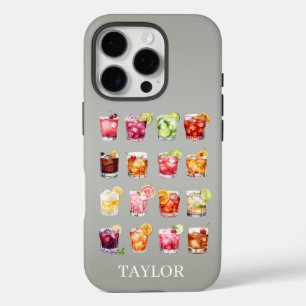 Cocktails in overvloed met monogram iPhone 16 pro hoesje