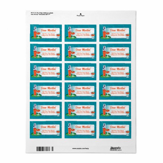 Cocktails Kerst Kaart Adresetiketten Etiket (Full Sheet)