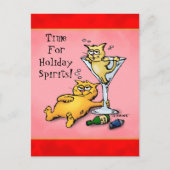 Cocktails & Kittens Holiday Spirits Briefkaart (Voorkant)