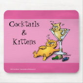 Cocktails & Kittens Roze Cartoon Muismat (Voorkant)