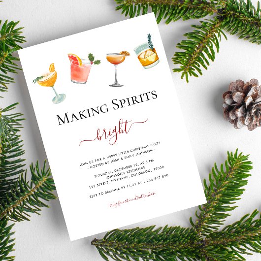 Cocktails maken geesten helder kerstfeest kaart