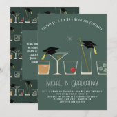 Cocktails Martini Bar Graduation Party Invitation Kaart (Voorkant / Achterkant)