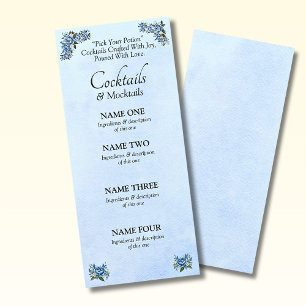 Cocktails Menu Carte - Blue Peony Mariage Set