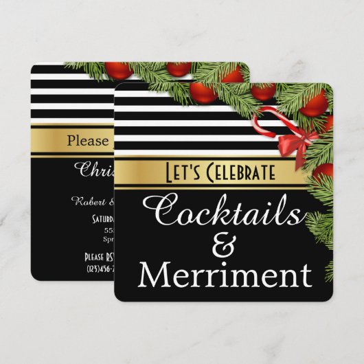 "Cocktails & Merriment" Invitation de Fête de Vaca (Devant / Derrière)