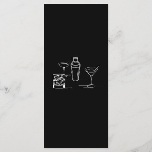 Cocktails Minimale Moderne Open Bar Bruiloft Menu (Achterkant)