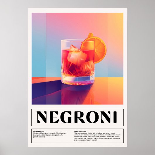 cocktails: Negroni Poster (Voorkant)