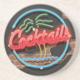 Cocktails Nightclub Neon Zandsteen Onderzetter