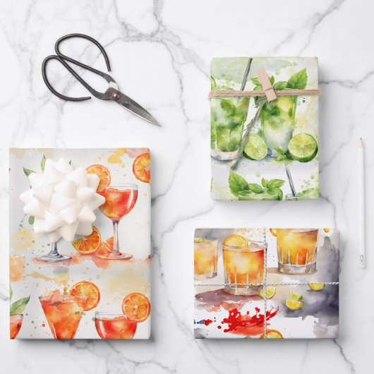 Cocktails om 7:00 inpakpapier vel (Voorkant)