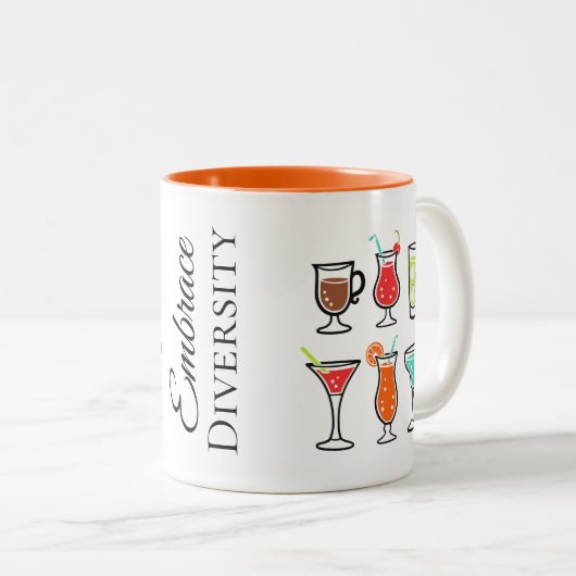 Cocktails Omarm Diversiteit Bachelorette Tweekleurige Koffiemok (Voorkant rechts)
