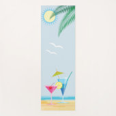 Cocktails op het strand met Flamingo Yoga Mat (Voorkant)