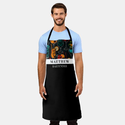 Cocktails Pattern Professional Vrouw Bartender Schort (Gedragen)