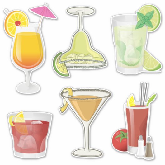 Cocktails populaires Stickers Jeu d'icônes (Devant)