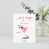 Cocktails roses Fleurs Douche nuptiale Invitation (Debout devant)