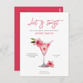 Cocktails roses Fleurs Douche nuptiale Invitation (Devant / Derrière)