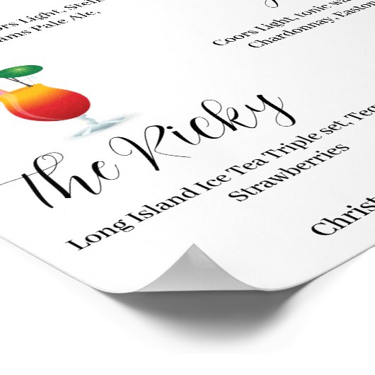 Cocktails signature simple bar mariage Poster (Coin)