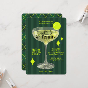Cocktails & Tennis-feest uitnodiging (groen)