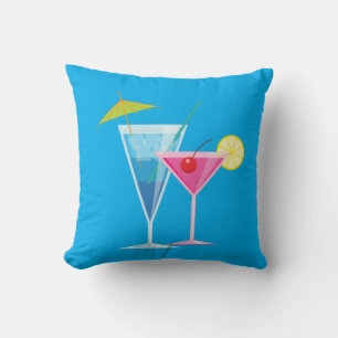 Cocktails tropicaux Coussin d'été en bleu