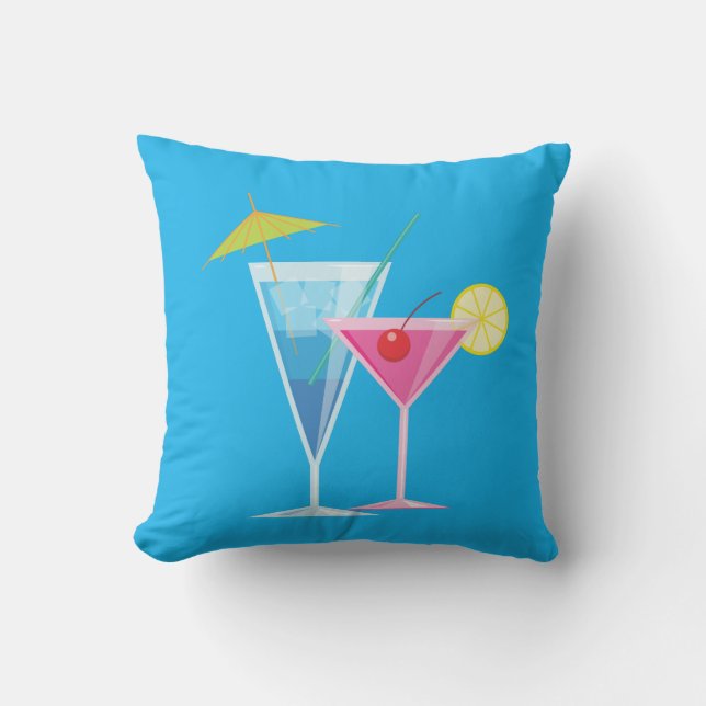 Cocktails tropicaux Coussin d'été en bleu - Extéri (Recto)