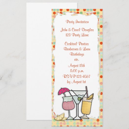 Cocktails Uitnodiging (Voorkant / Achterkant)