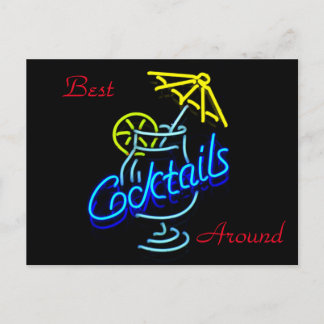 Cocktails Umbrella Drink Neon Sign Briefkaart