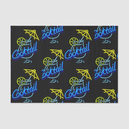 Cocktails Umbrella Drink Neon Sign Tissuepapier (Voorkant)