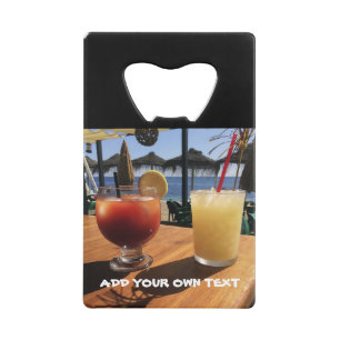 Cocktails van het Zee Custom Text Kredietkaart Flessenopener