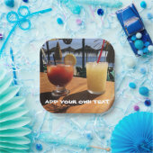 Cocktails van het Zee Custom Text Papieren Bordje (Feest)