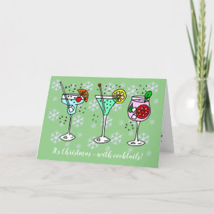 Cocktails vieren Kerstmis Feestdagen Kaart