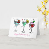 Cocktails vieren Valentijnsdag Kaart (Gele Bloem)