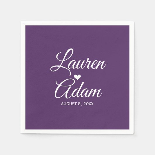 cocktailservetten | Simple Script Heart (Plum) DK Servet (Voorkant)