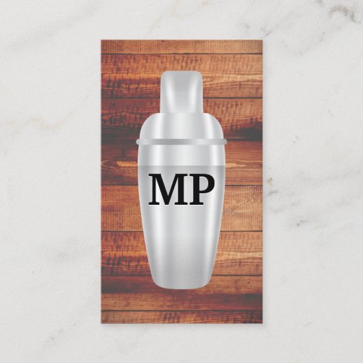 cocktailshaker | houten planken visitekaartje (Voorkant)