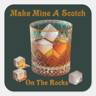 Cocktailuur, maak de mijne een Schotse whisky met  Vierkante Sticker