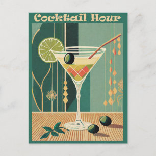 Cocktailuur Mid Century Modern Martini Briefkaart