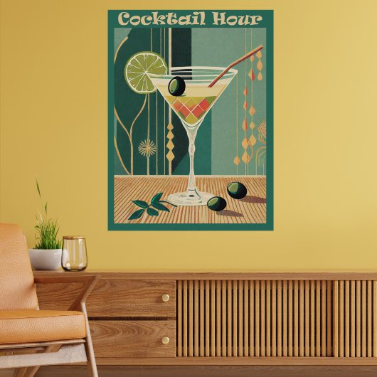 Cocktailuurontwerp halverwege de eeuw poster (Woonkamer 2)