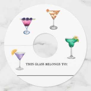 Cocktailwijnglas marker Identificatie Waterverf Wijnglaslabel