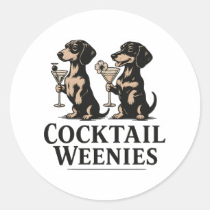 Cocktailworstjes Grappige Dachshund Weense Hond Ronde Sticker