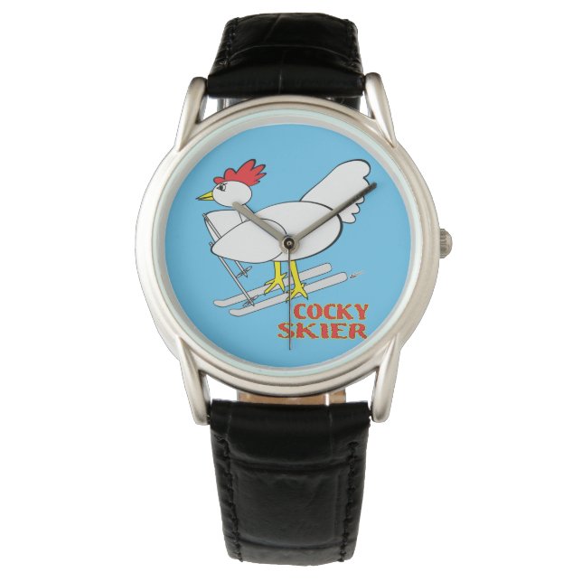 Cocky Skier Horloge (Voorkant)